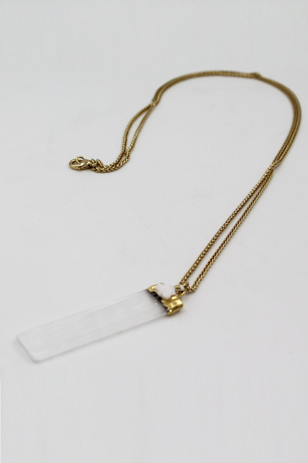 Sheila B Selenite Tassel Pendant Necklace Sheila B Selenite Tassel Pendant Necklace