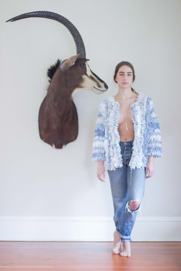 Alexa Stark Denim Shag Cardigan Alexa Stark Denim Shag Cardigan