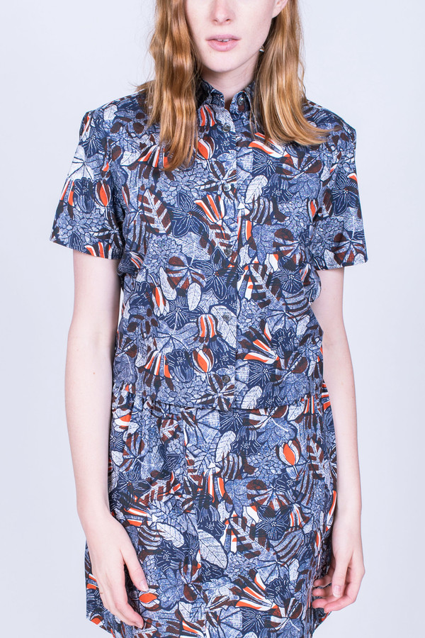 Maison Kitsune Judy Hibiscus Short Sleeve Shirt Maison Kitsune Judy Hibiscus Short Sleeve Shirt