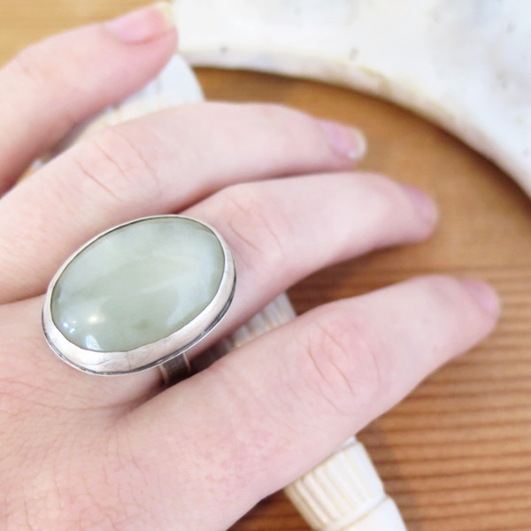 Prehnite oval ring Prehnite oval ring