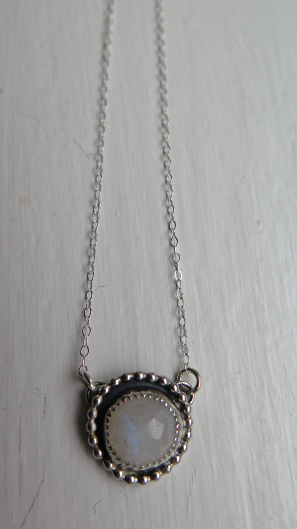 Small Round Moonstone Necklace Small Round Moonstone Necklace