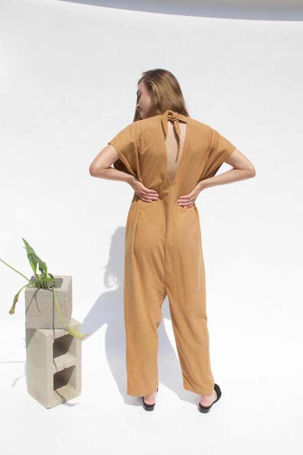 Miranda Bennett Everyday Jumpsuit, Silk Noil in Camel Miranda Bennett Everyday Jumpsuit, Silk Noil in Camel