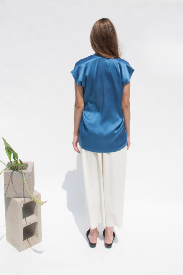 Miranda Bennett Everyday Top, Silk Charmeuse in Indigo Miranda Bennett Everyday Top, Silk Charmeuse in Indigo