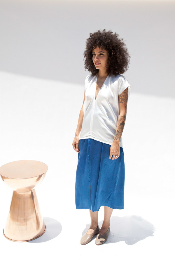 Miranda Bennett Everyday Top, Silk Charmeuse in Natural Miranda Bennett Everyday Top, Silk Charmeuse in Natural