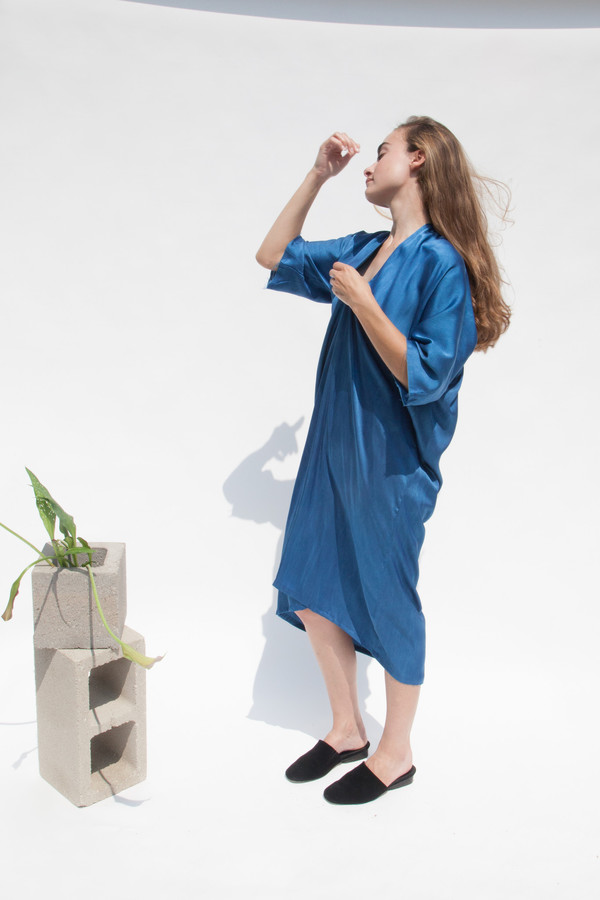 Miranda Bennett Muse Dress, Silk Charmeuse in Indigo Miranda Bennett Muse Dress, Silk Charmeuse in Indigo
