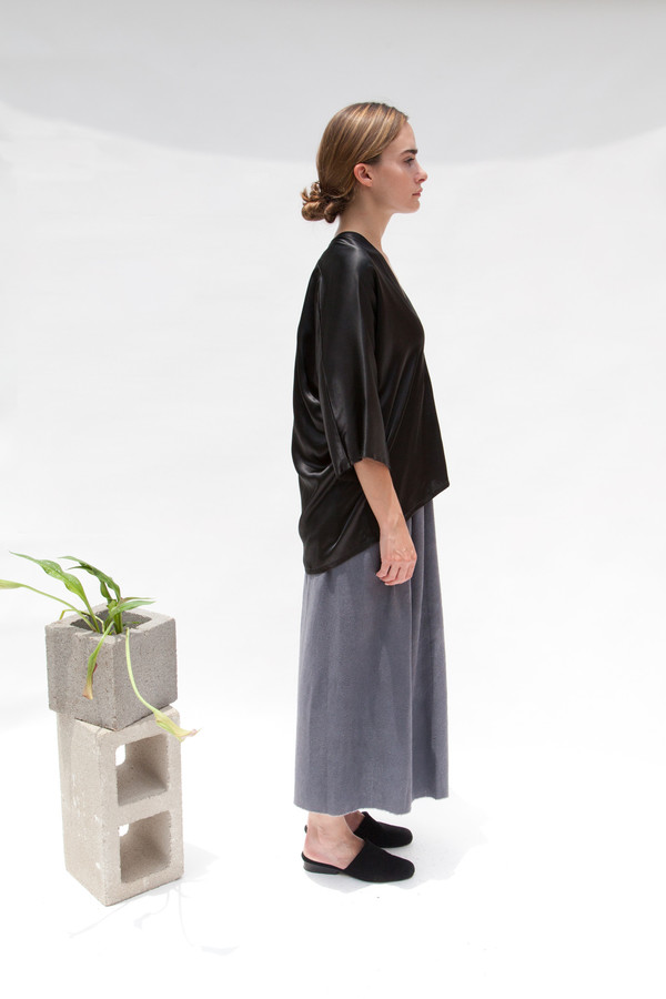Miranda Bennett Muse Top, Silk Charmeuse in Black Miranda Bennett Muse Top, Silk Charmeuse in Black