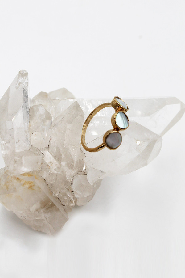 Sheila B Three Stone Mother of Pearl Ring Sheila B Three Stone Mother of Pearl Ring