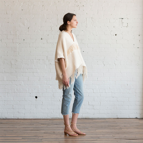 Apiece Apart V-Neck Fringe Poncho Apiece Apart V-Neck Fringe Poncho