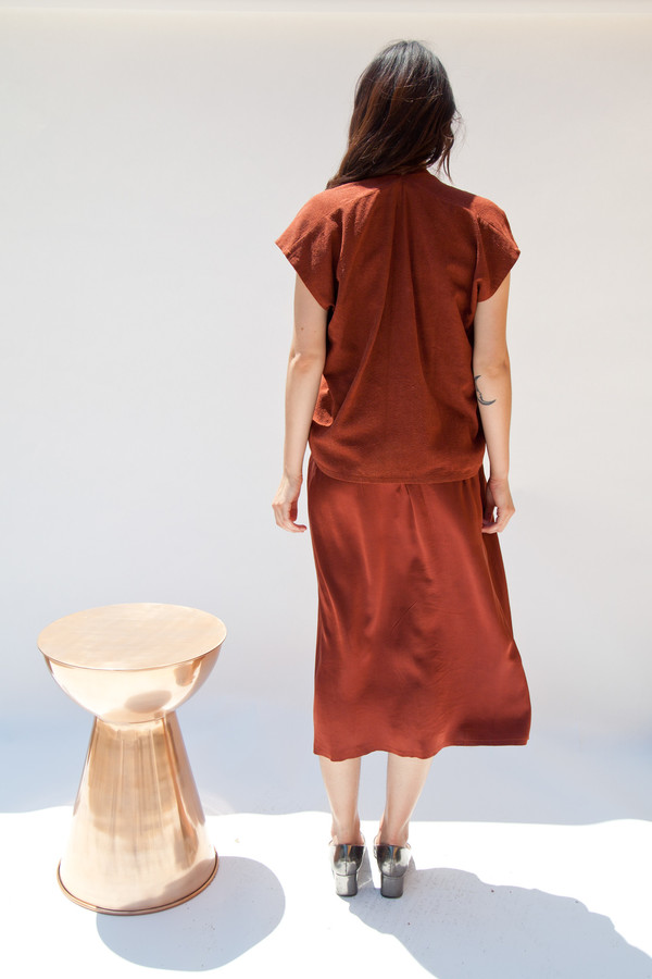 Miranda Bennett Everyday Top, Cropped, Silk Noil in Rust Miranda Bennett Everyday Top, Cropped, Silk Noil in Rust
