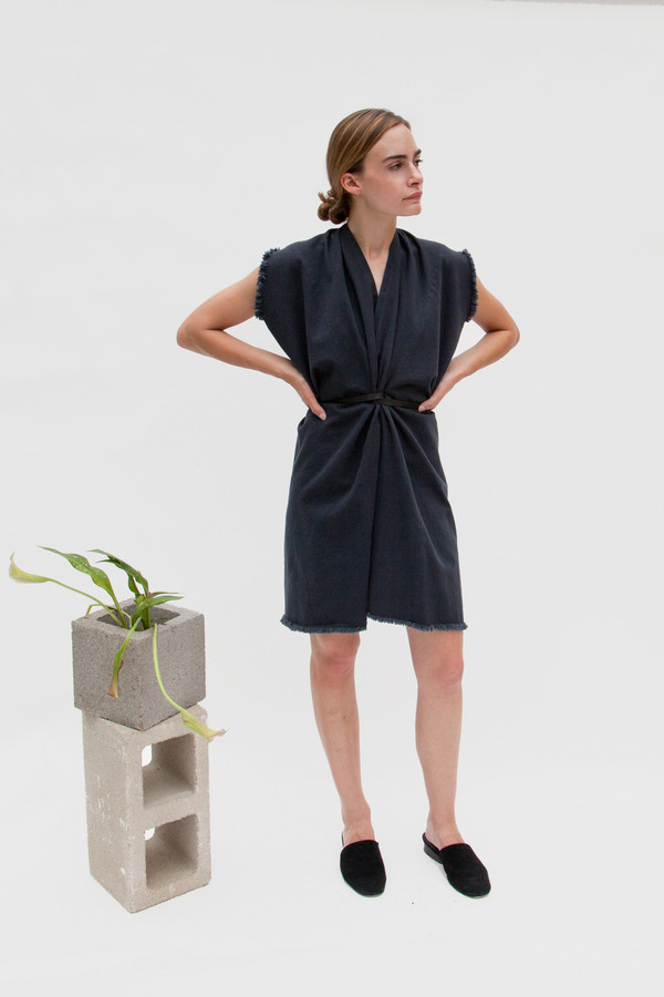 Miranda Bennett In-Stock: Tribute Dress, Denim in Almost Black Miranda Bennett In-Stock: Tribute Dress, Denim in Almost Black