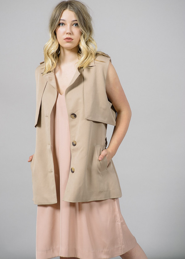 Ganni Brown Trench Detail Waistcoat Ganni Brown Trench Detail Waistcoat