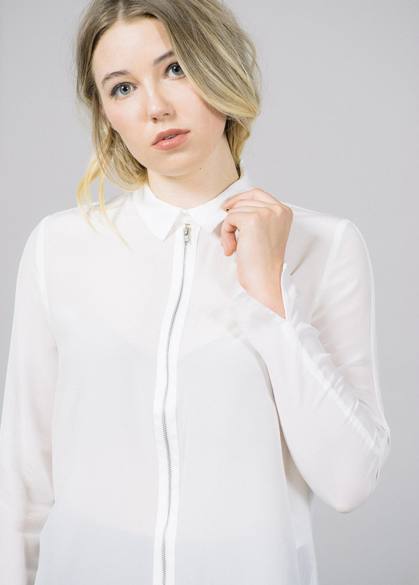Just Female Wicked Collar Zip Silk Shirt Just Female Wicked Collar Zip Silk Shirt