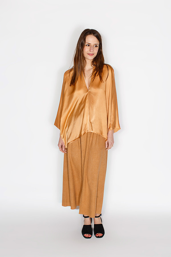 Miranda Bennett Muse Top, Silk Charmeuse in Sand Miranda Bennett Muse Top, Silk Charmeuse in Sand