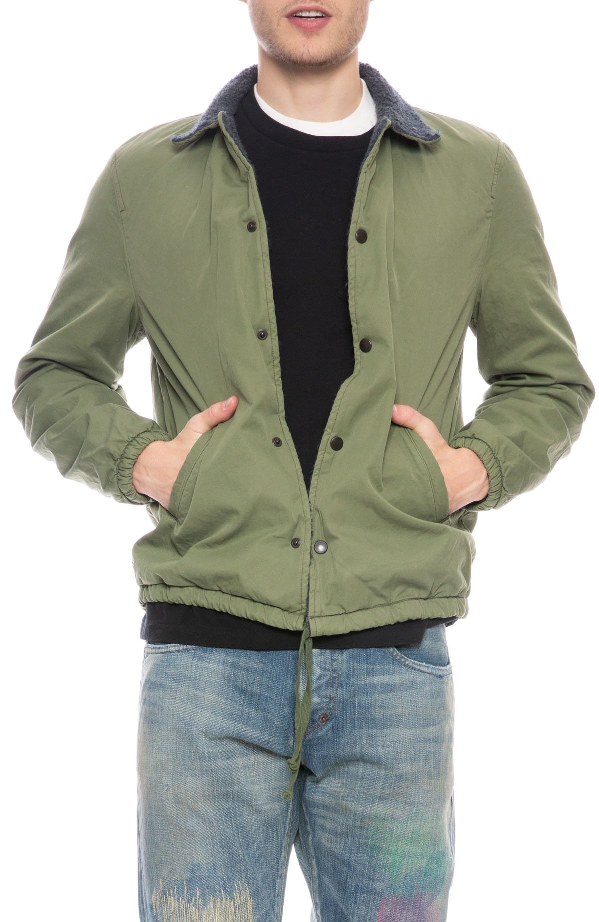 save khaki berber lined warm up jacket