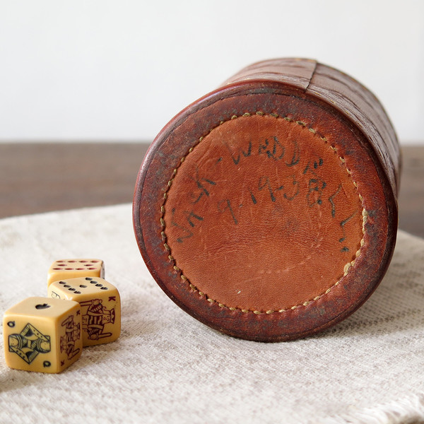 Erica Tanov leather dice cup set Erica Tanov leather dice cup set