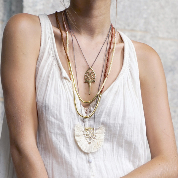 Krysos + Chandi Jya Cream Tassel Necklace Krysos + Chandi Jya Cream Tassel Necklace