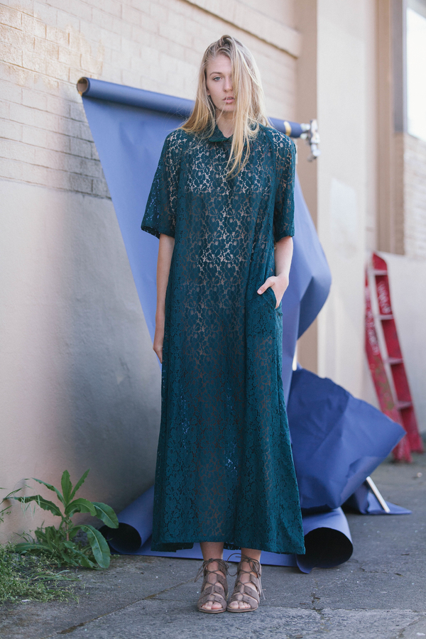 Kate Towers lace collar dress in spruce Kate Towers lace collar dress in spruce