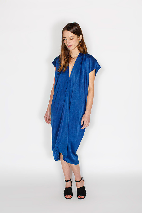 Miranda Bennett In-Stock: Everyday Dress, Silk Charmeuse in Indigo Miranda Bennett In-Stock: Everyday Dress, Silk Charmeuse in Indigo