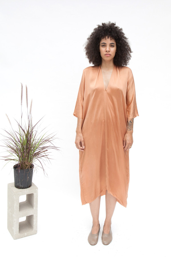 Miranda Bennett Muse Dress, Silk Charmeuse in Sand Miranda Bennett Muse Dress, Silk Charmeuse in Sand