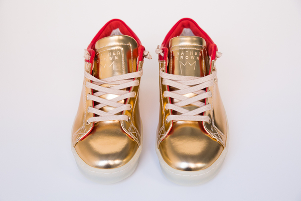 leather crown gold sneakers leather crown gold sneakers