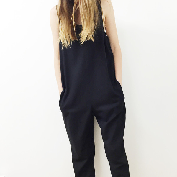 Laurs Kemp Black Raw Silk Ulli Jumpsuit Laurs Kemp Black Raw Silk Ulli Jumpsuit