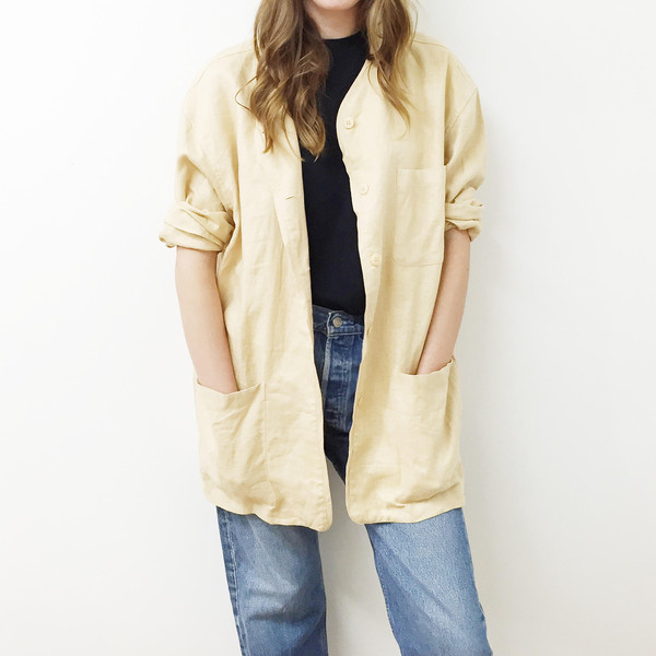 Johan Vintage Light Peach Linen Jacket Johan Vintage Light Peach Linen Jacket