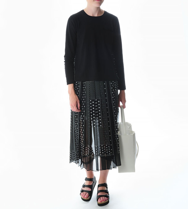 Sacai Luck Pleated Heart-Print Skirt Sacai Luck Pleated Heart-Print Skirt