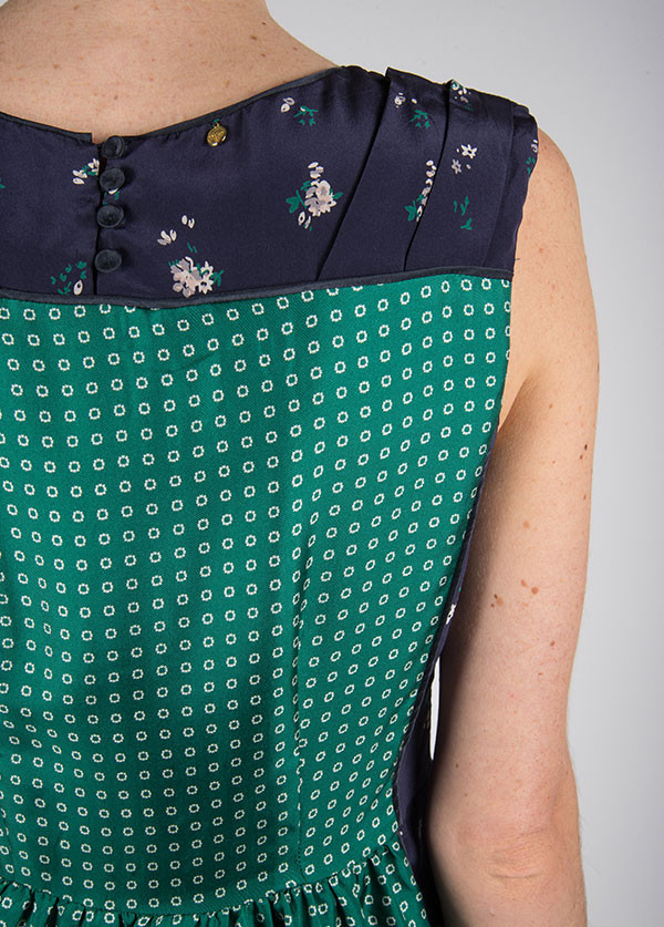 Harlyn - Blocked Two Pocket Dress in Emerald Scarf Print Harlyn - Blocked Two Pocket Dress in Emerald Scarf Print