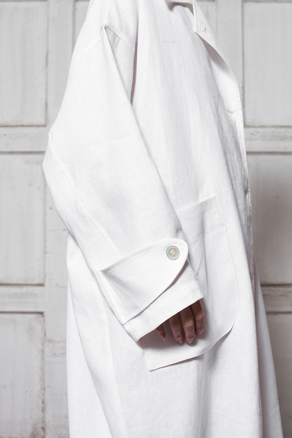 Horses Atelier Button Collar Patch Pocket Coat - white Horses Atelier Button Collar Patch Pocket Coat - white