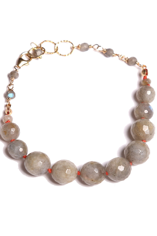 James and Jezebelle Labradorite with Coral Thread Bracelet James and Jezebelle Labradorite with Coral Thread Bracelet