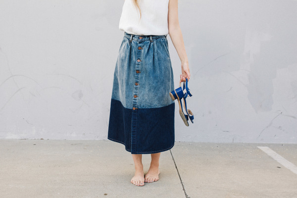Objects Without Meaning Denim Patch Skirt, Blue Objects Without Meaning Denim Patch Skirt, Blue