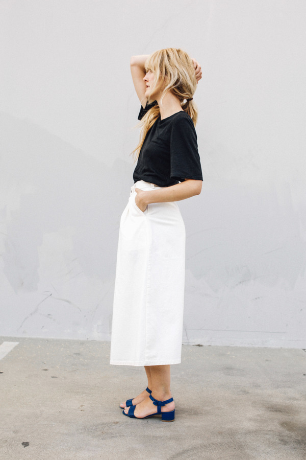 Objects Without Meaning Denim Patch Skirt, White Objects Without Meaning Denim Patch Skirt, White