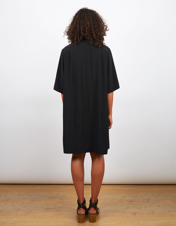 Filippa K Drapey Pull On Shirt Dress Black Filippa K Drapey Pull On Shirt Dress Black