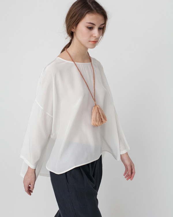 Revisited Matters Kaftan Silk Shirt in Off-White Revisited Matters Kaftan Silk Shirt in Off-White