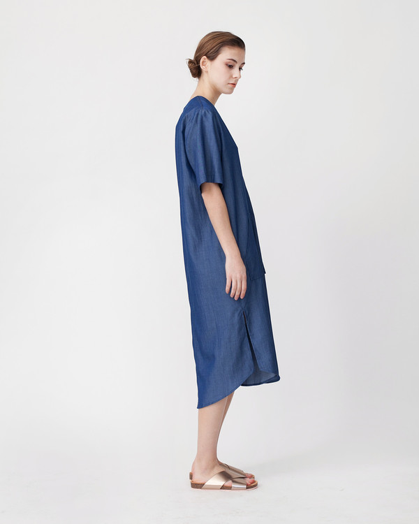 Achro Tencil Denim Dress in Dark Blue Achro Tencil Denim Dress in Dark Blue
