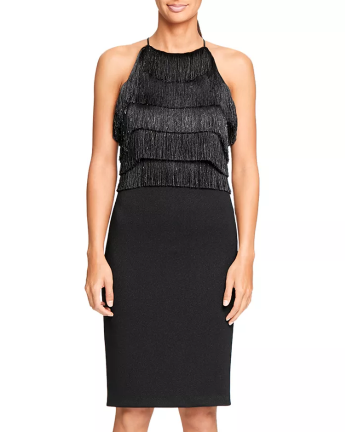 halston heritage fringe dress