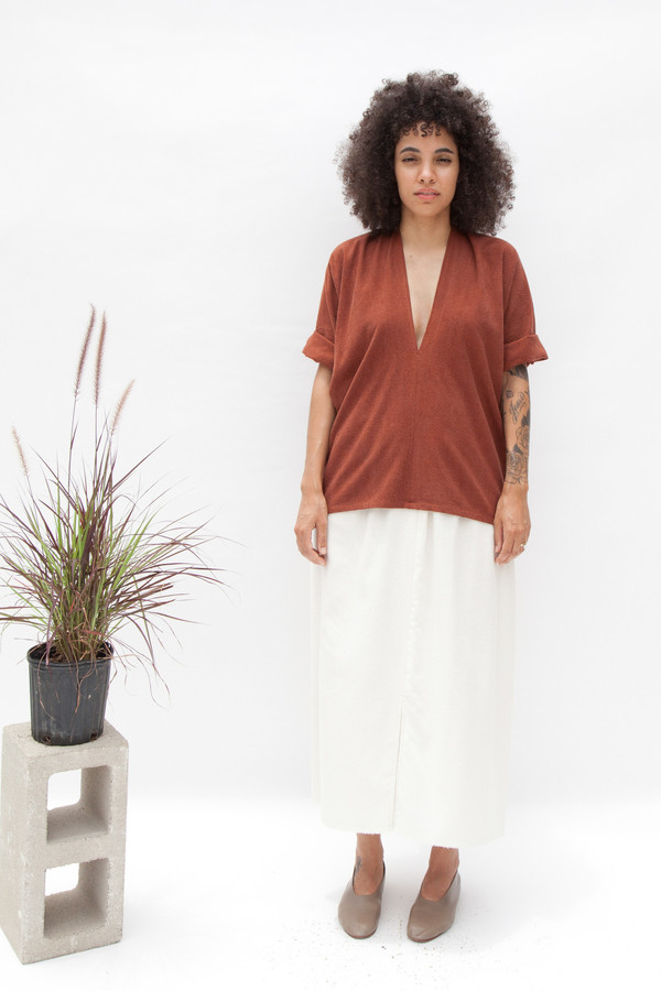 Miranda Bennett Muse Top, Silk Noil in Rust Miranda Bennett Muse Top, Silk Noil in Rust