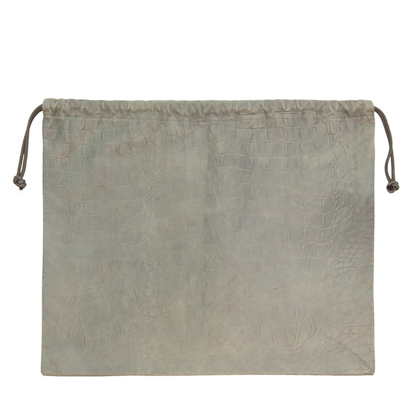 Drawstring in Grey Embossed Croc Drawstring in Grey Embossed Croc