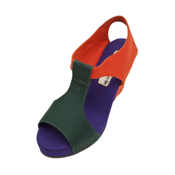 Wedge Sandal - Orange, Green, Purple Wedge Sandal - Orange, Green, Purple