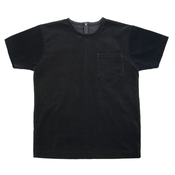 White T-Shirt in Black Corduroy White T-Shirt in Black Corduroy