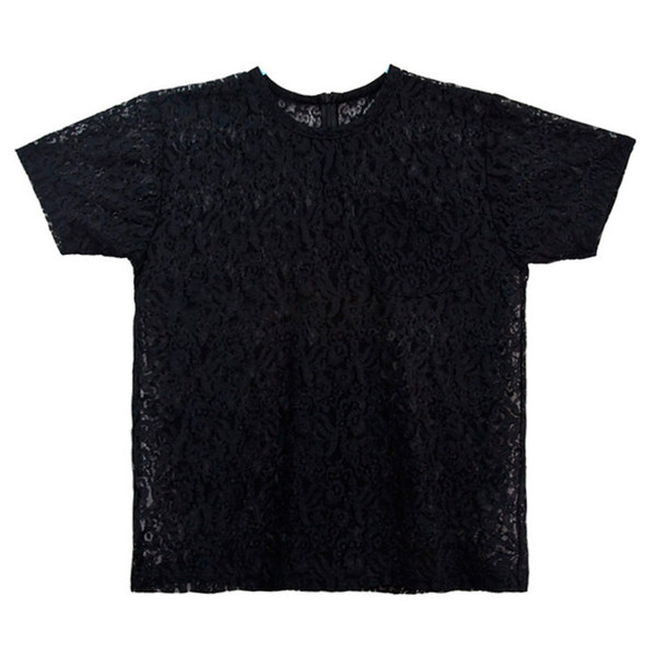 White T-Shirt in Black Lace White T-Shirt in Black Lace