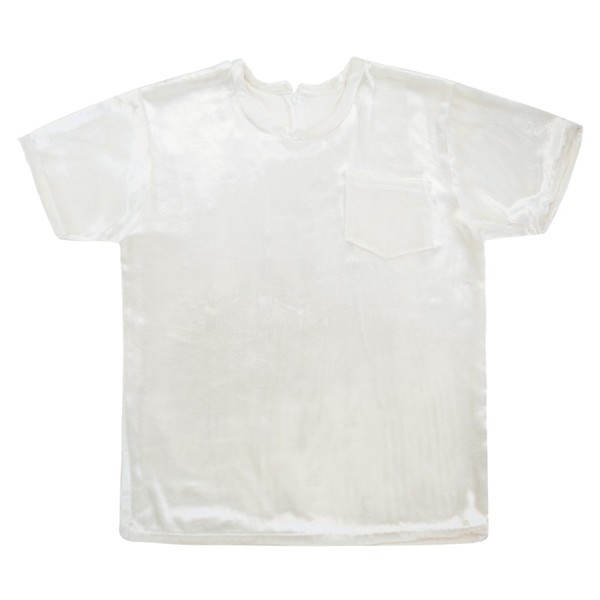 White T-Shirt in Panne Velvet White T-Shirt in Panne Velvet