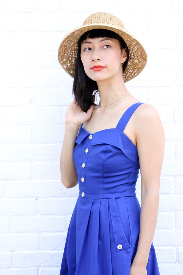 Birds of North America Tyrant Dress Royal Blue Birds of North America Tyrant Dress Royal Blue