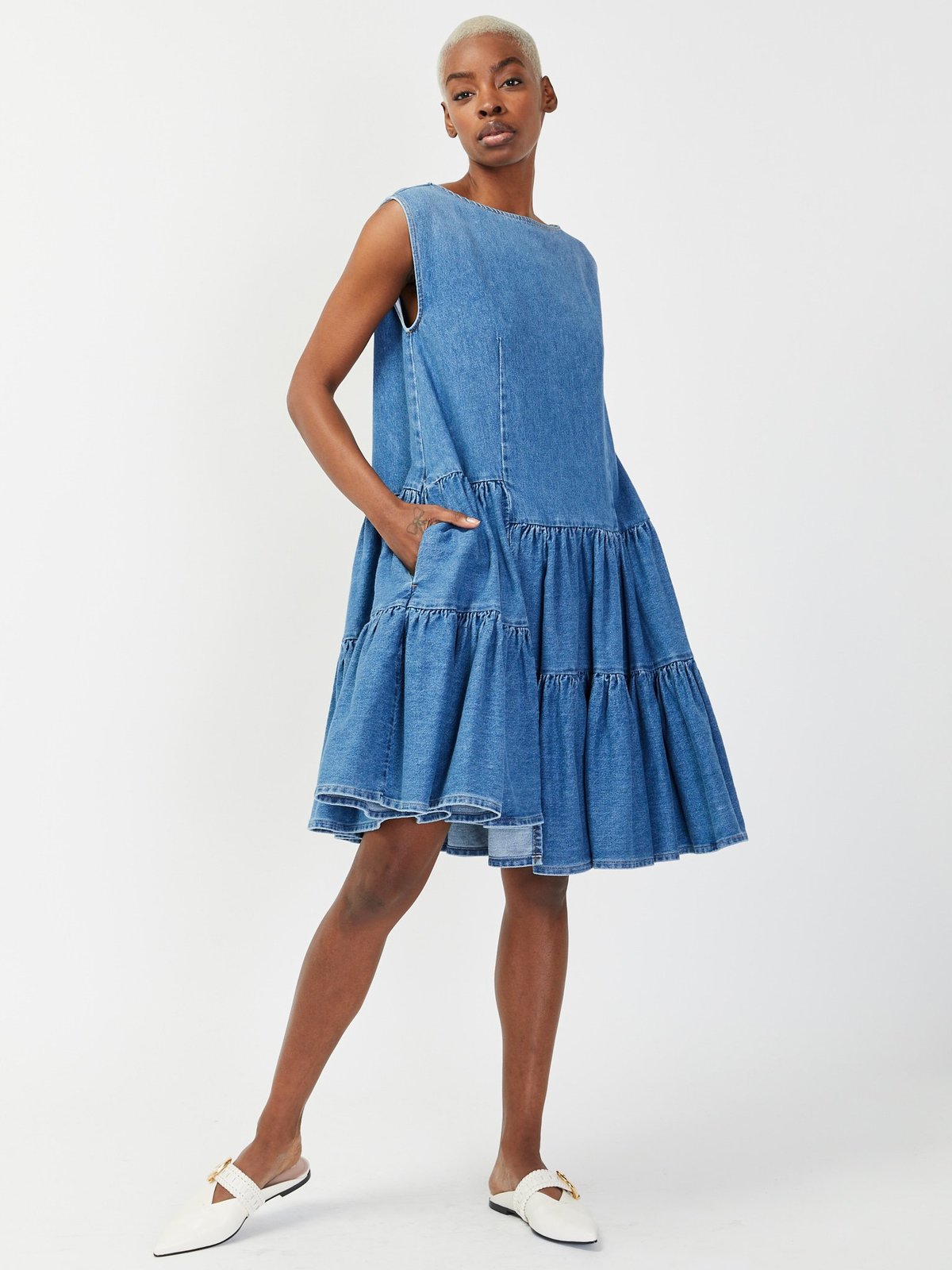 MM6 Maison Margiela Tiered Denim Dress 