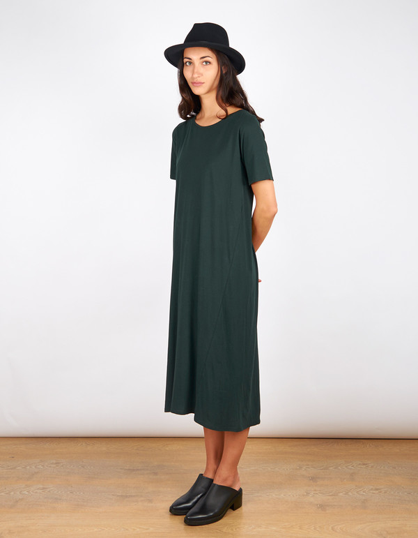 Kowtow Building Block T-Shirt Dress Bottle Green Kowtow Building Block T-Shirt Dress Bottle Green