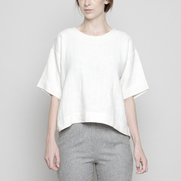7115 by Szeki Relaxed Boat-Neck Top Off-White FW16 7115 by Szeki Relaxed Boat-Neck Top Off-White FW16
