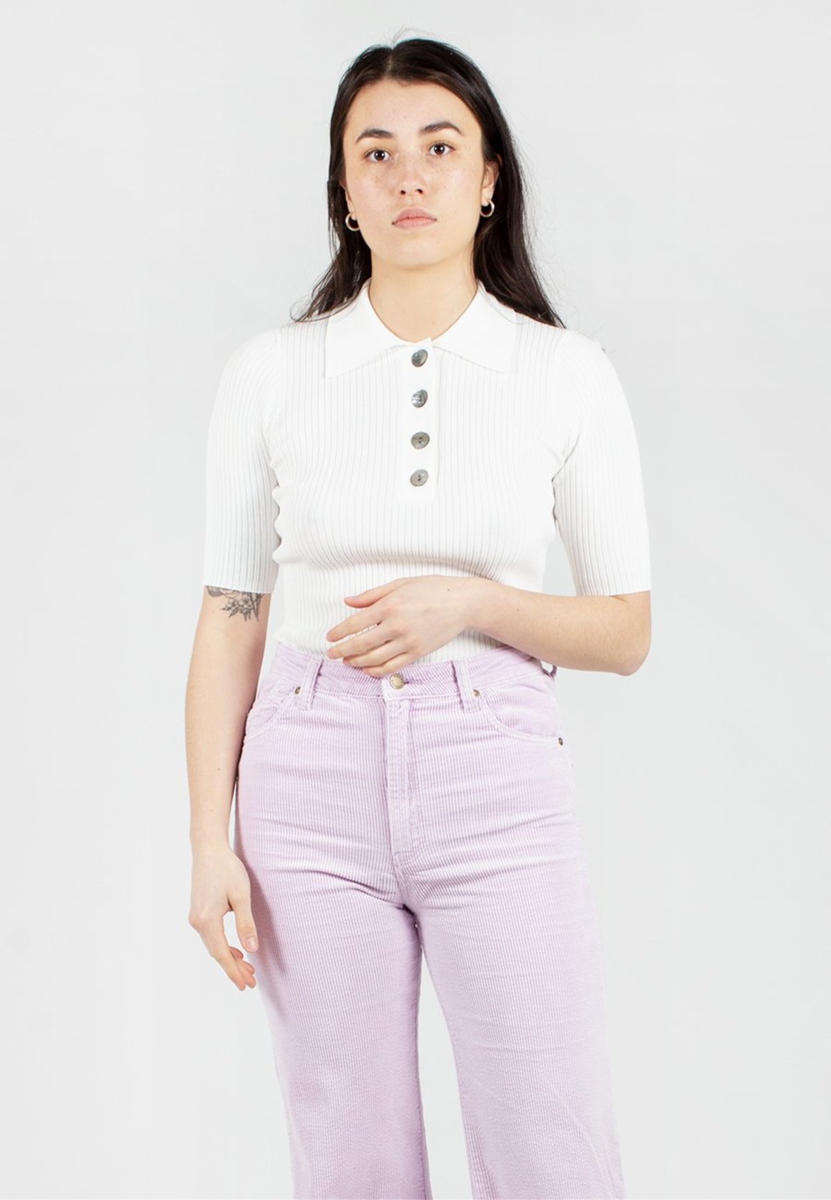 NOBODY DENIM Chelsea Polo Top - Ivory 