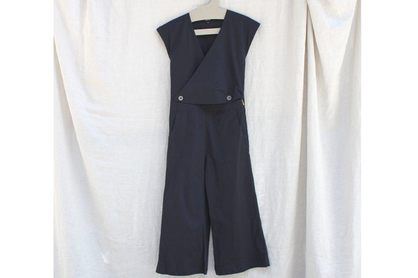 Unknown Atacama Jumpsuit in Blue Black Poplin Unknown Atacama Jumpsuit in Blue Black Poplin