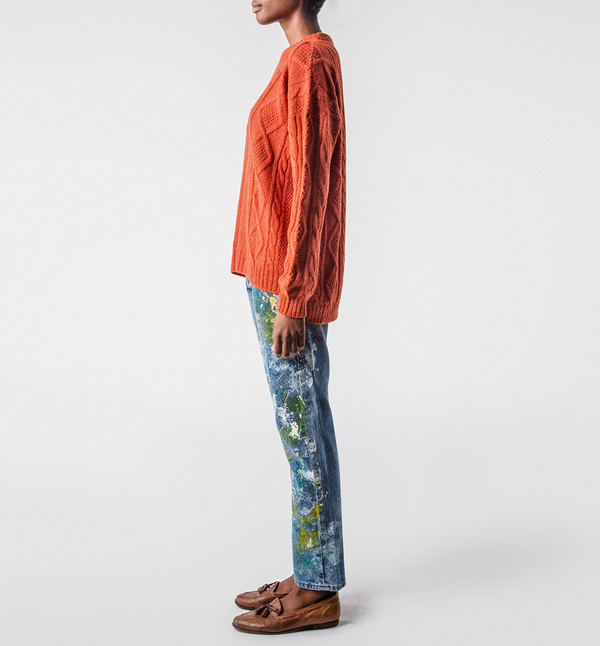 H. Fredriksson Cable Sweater Orange H. Fredriksson Cable Sweater Orange