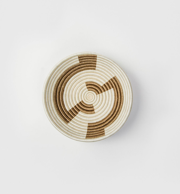 Indego Africa White Geometric Gold Plateau Basket Indego Africa White Geometric Gold Plateau Basket